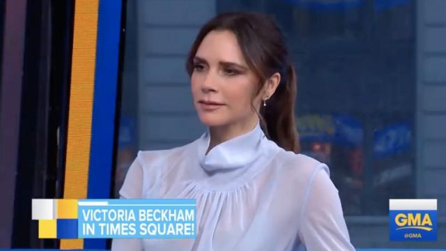 Victoria Beckham Gathered stretch tulle blouse worn by Victoria Beckham on Good Morning America