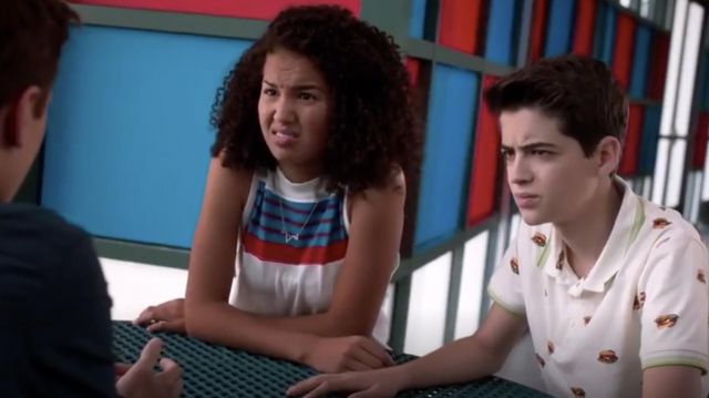 Urban Crews Hamburger Printed Pique Polo T shirt worn by Cyrus Goodman (Joshua Rush) in Andi Mack S03E09