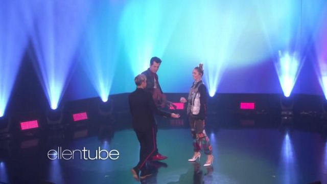 Transparent pumps worn by Miley Cyrus in Miley Cyrus & Mark Ronson Perform 'Nothing Breaks Like a Heart'