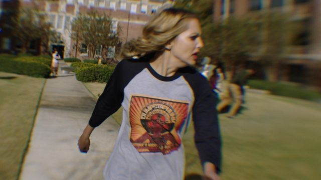 DUMPSTAPHUNK Baseball T-Shirt worn by Tree Gelbman (Jessica Rothe) in Happy Death Day