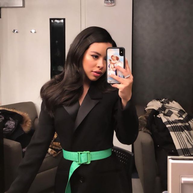 'Gabri' Black Crepe Tailored Blazer worn by Cierra Ramirez on the Instagram account @cierraramirez