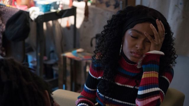Ribbed turtleneck sweater worn by Zoey Johnson (Yara Shahidi) in grown-ish (S02E01)
