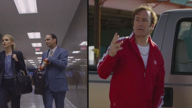 red tracksuit worn by Jimmy McGill (Bob Odenkirk) in Better Call Saul S04E07