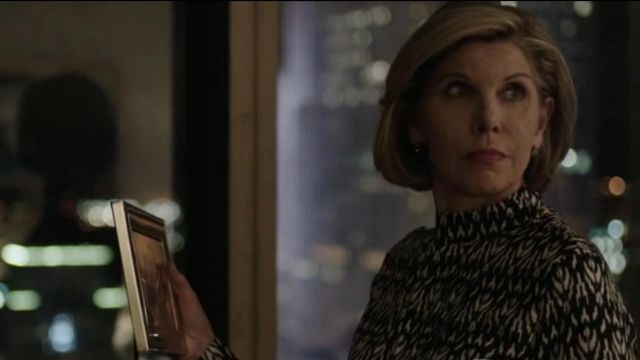 Set Ikat Pleated Front Blouse worn by Diane Lockhart (Christine Baranski) in The Good Fight (S01E01)