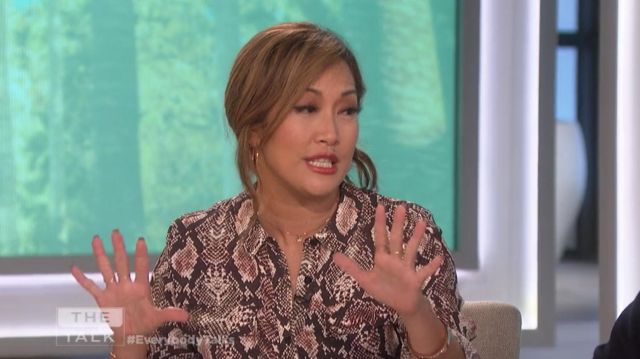 Whistles Elfrida Snakeskin-Printed Dress worn by Carrie Ann Inaba on The Talk January 31, 2019