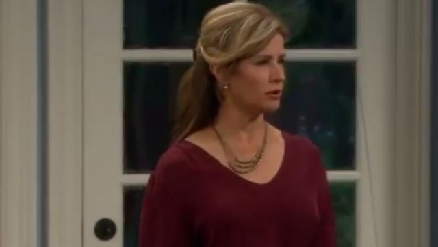L' Agence Ruch-Shoulder Silk Blouse worn by Vanessa Baxter (Nancy Travis) in Last Man Standing (S03E08)