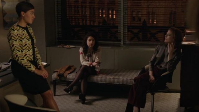 Theory Camogie High Waist Belted Pants worn by Maia Rindell (Rose Leslie) in The Good Fight (S02E02)