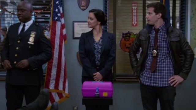 J.Crew  Secret Wash Shirt in Heather Poplin Plaid in Hthr Blue worn by Jake Peralta (Andy Samberg) in Brooklyn Nine-Nine (S04E05)