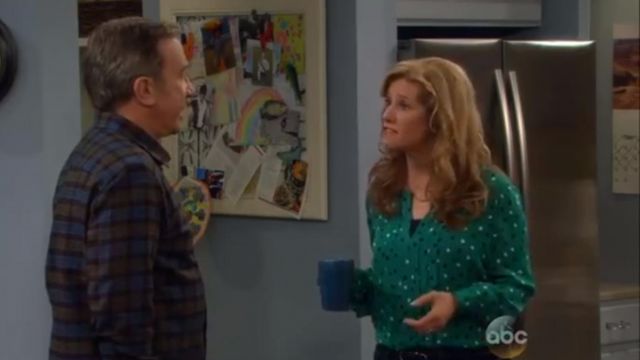J. CrewPleated Silk Blouse in Abstract Dot worn by Vanessa Baxter (Nancy Travis) in Last Man Standing (S03E16)