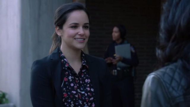 The Kooples Flower Print Silk Shirt worn by Amy Santiago (Melissa Fumero) in Brooklyn Nine-Nine (S04E18)