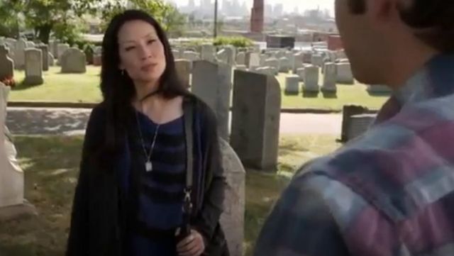 Bernhard Willhelm Taylor Geometric tshirt worn by Dr. Joan Watson (Lucy Liu) in Elementary (S02E02)