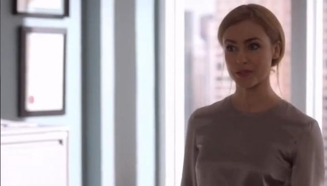 Narciso Rodriguez Silk Satin Cape-Sleeve Top worn by Katrina Bennett (Amanda Schull) in Suits (S07E14) (S07E14)