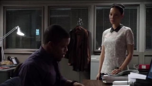 Madewell Collar Lace Top in Linen worn by Dr. Joan Watson (Lucy Liu) in Elementary (S02E11)