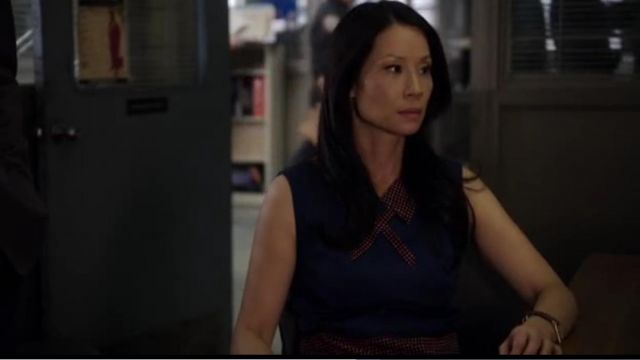 Marc by Marc Jacobs Printed wool-twill dress worn by Dr. Joan Watson (Lucy Liu) in Elementary (S02E15)