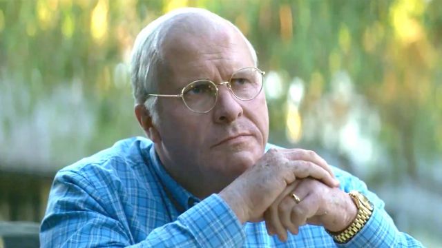 Les lunettes de vues en or Massada de Dick Cheney (Christian Bale) dans Vice