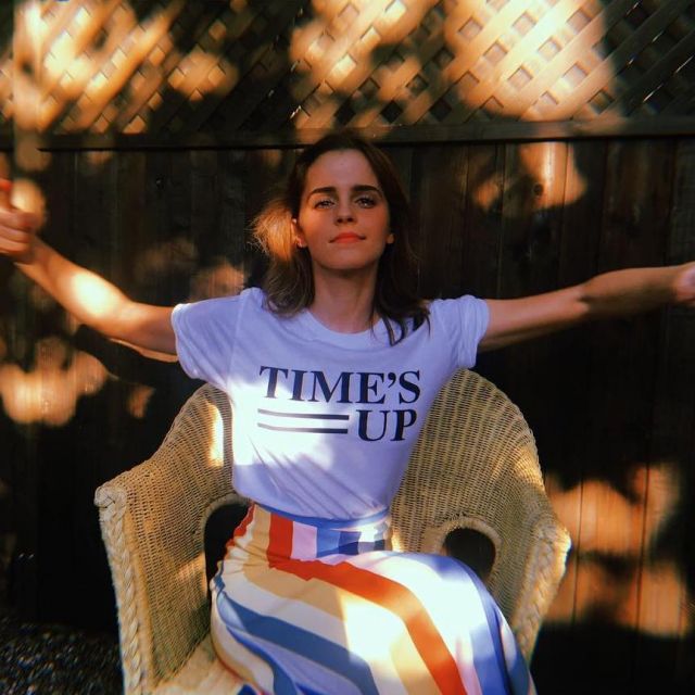 Time's UP T-shirt worn by Emma Watson on her Instagram account @emmawatson