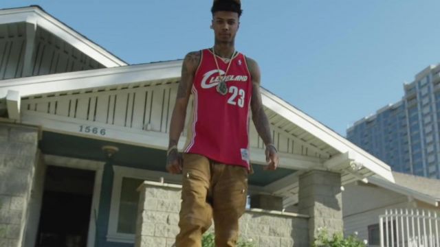 The basket t-shirt worn by Blueface in 