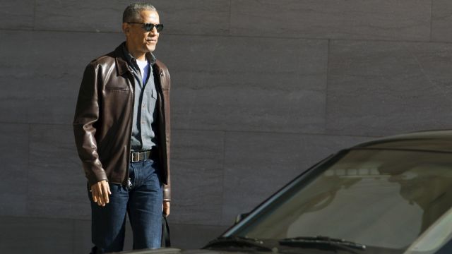 Leather Jacket worn by Barack Obama as seen in By the People: The Election of Barack Obama