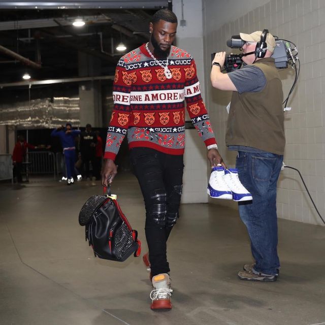 Gucci Symbol jacquard jumper worn by Lance Stephenson on the Instagram account @stephensonlance