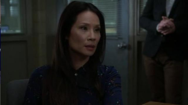 Rebecca Taylor  Pinwheel Posey Top in Galaxy Night Combo worn by Dr. Joan Watson (Lucy Liu) in Elementary (S04E06) (S04E06)