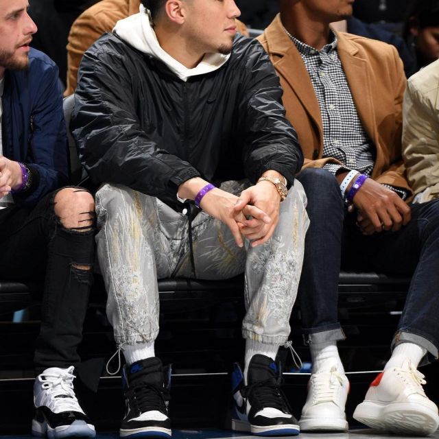 Sneakers Air Jordan 1 X Fragment worn by Devin Booker on the Instagram account @brkicks