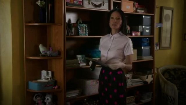 Prabal Gurung  Laser Cut Polka Dot Skirt worn by Dr. Joan Watson (Lucy Liu) in Elementary (S05E01)