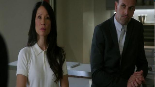 Tricot Comme des Garcons Shrunken Polo Sweater worn by Dr. Joan Watson (Lucy Liu) in Elementary (S05E08) (S05E08)