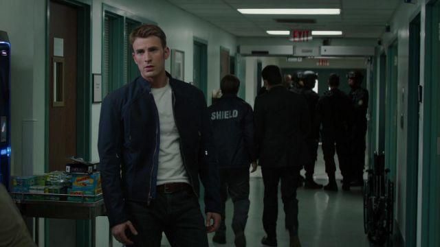 Blue Biker jacket worn by Steve Rogers (Chris Evans) as seen in Captain America: The Winter Soldier