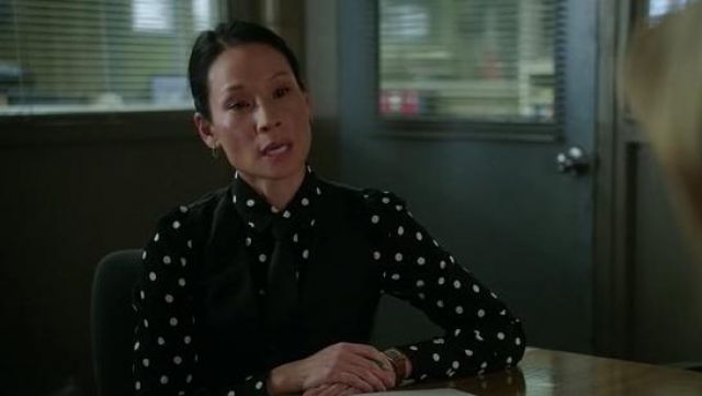 Saint Laurent Polka Dot Shirt worn by Dr. Joan Watson (Lucy Liu) in Elementary (S05E14)