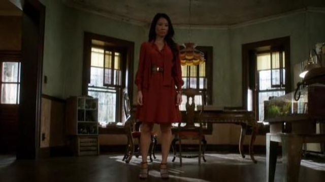 Celine  Croc Embossed Waist Belt worn by Dr. Joan Watson (Lucy Liu) in Elementary (S05E06)