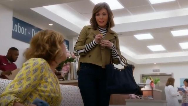 Barneys New York Bamboo-Trimmed Suede Tote Bag worn by Camille (Lindsay Price) in Splitting Up Together (S02E14)