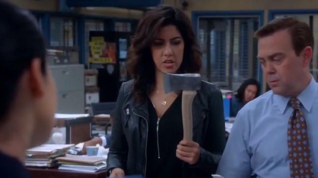 The Kooples Long Sleeve Signature T-Shirt in Silk and Jersey worn by Rosa Diaz (Stephanie Beatriz) in Brooklyn Nine-Nine (S06E07)