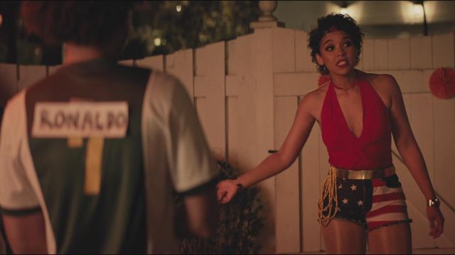 American flag shorts worn by Abby (Alexandra Shipp) for her Wonder Woman costume in Love, Simon