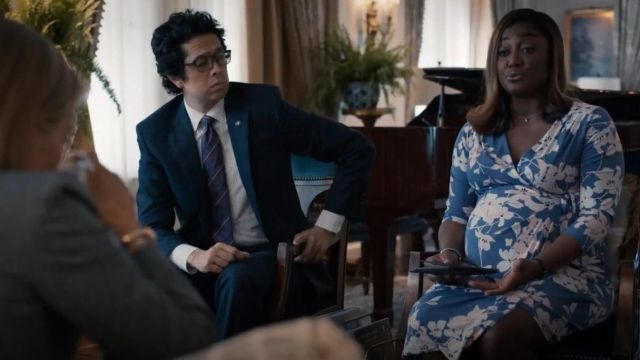 A Pea in the Pod Pleated Floral Maternity Wrap Dress worn by Daisy Grant (Patina Miller) in Madam Secretary (S04E01)