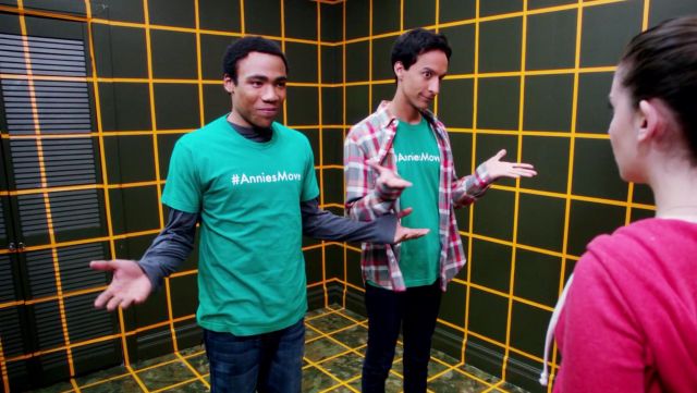 #AnniesMove Green Tee worn by Troy Barnes (Donald Glover) in Community S03E07