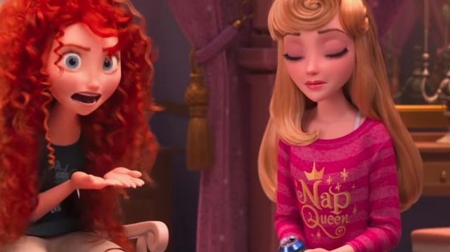 Nap Queen tee worn by Aurora/Sleeping Beauty (Kate Higgins) in Ralph Breaks the Internet