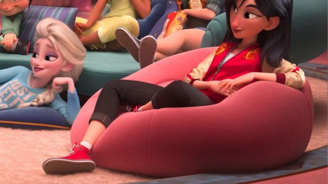 Pink beanbag chair used by Mulan (Ming-Na Wen) in Ralph Breaks the Internet