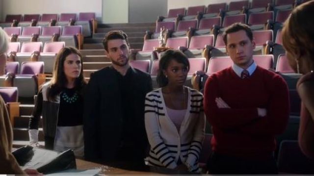 Haute Hippie Striped Merino Wool Cardigan of Michaela Pratt (Aja Naomi King) in How to Get Away with Murder (S01E06)