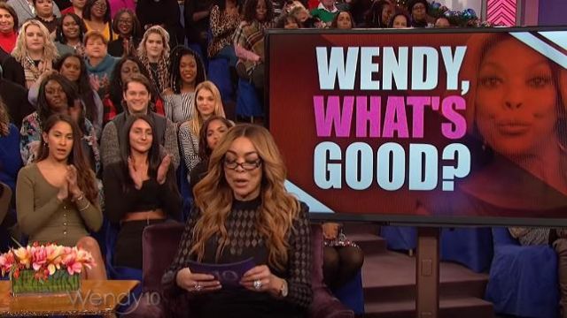 Balmain Black Harlequin-Print Illusion Dress worn by Wendy Williams on The Wendy Williams Show January 02, 2019