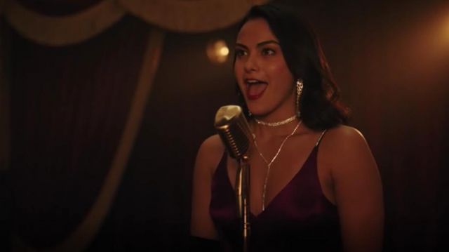 The satin dress purple worn by Veronica Lodge (Camila Mendes) in Riverdale S03E09
