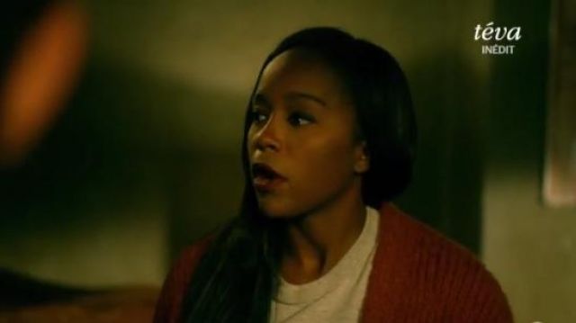 Elizabeth and James Lars Cardigan in Dark Rust worn by Michaela Pratt (Aja Naomi King) in How to Get Away with Murder (S04E08)