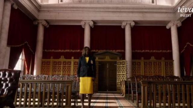 Michael Kors Stretch Bouclé Crepe Sheath Dress worn by Annalise Keating (Viola Davis) in How to Get Away with Murder (S04E13)