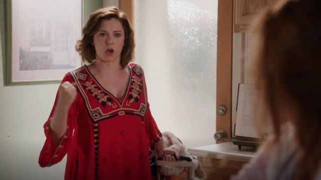 Free People Embroidered Tulum Mini Dress worn by Rebecca Bunch (Rachel Bloom) in Crazy Ex-Girlfriend (S02E08)
