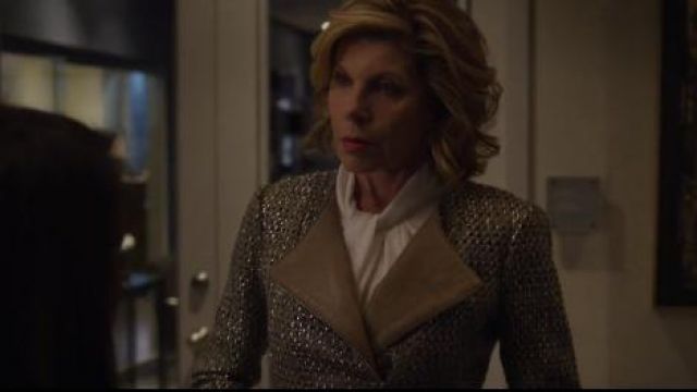 Lafayette 148 New York Trista Tweed & Leather Jacket usada por Diane Lockhart (Christine Baranski) en The Good Fight (S03E02)