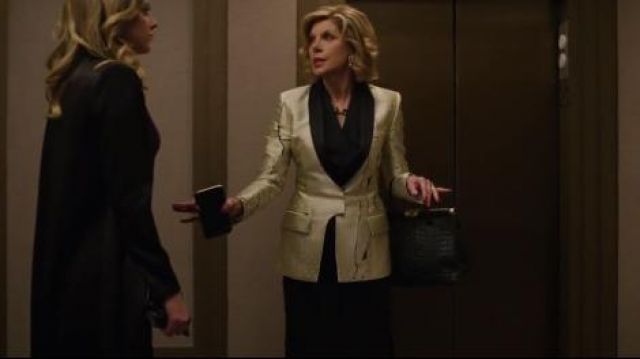 Haider Ackermann Asymmetric Metallic Jacket worn by Diane Lockhart (Christine Baranski) in The Good Fight (S03E02)