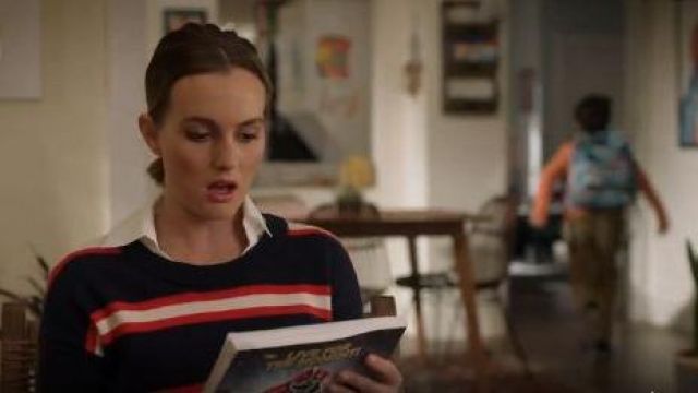 Scripted Wide Stripe Crewneck Sweater worn by Angie D'Amato (Leighton Meester) in Single Parents (S01E19)