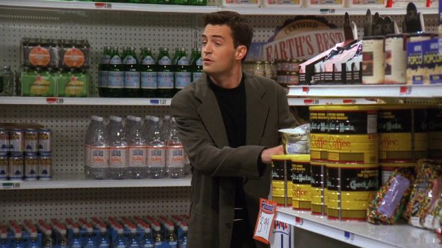 Chock Full O' Nuts Coffee in front of Chandler Bing (Matthew Perry) in Friends (S03E04)