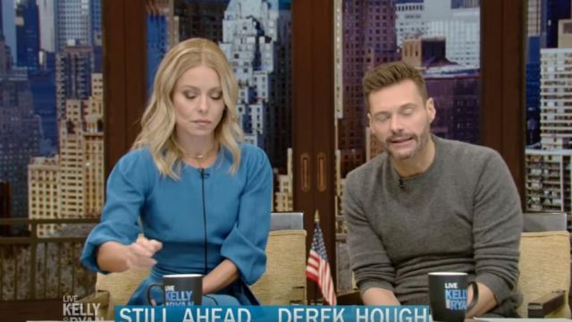 Cefinn Isabel Belted Voile Midi Dress worn by Kelly Ripa on Lvie With Kelly And Ryan