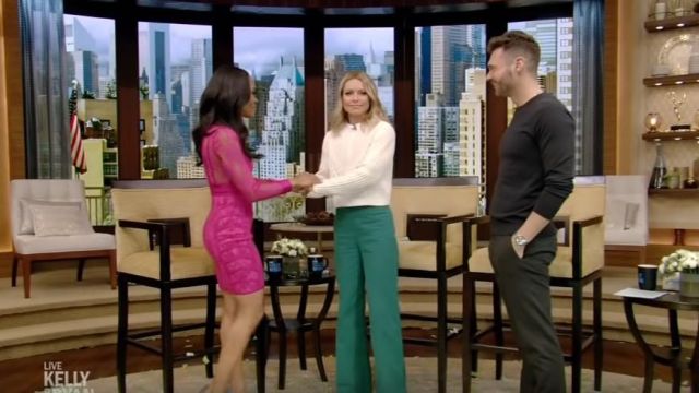 Acne Studios Tyrah Cotton Twill Wide Leg Pants worn by Kelly Ripa on LIVE with Kelly and Ryan March 18, 2019