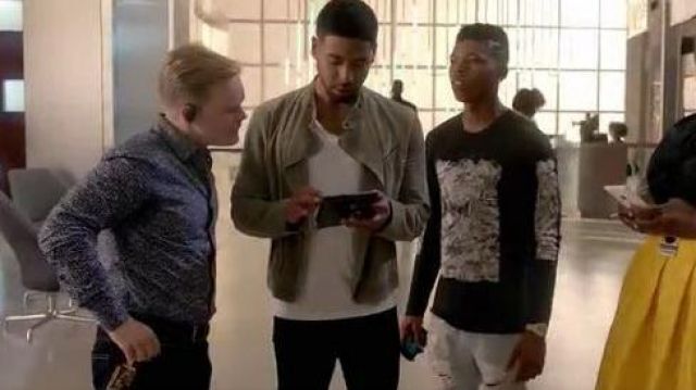 Helmut Lang Crumpled Print Long-Sleeve T-shirt worn by Hakeem Lyon (Bryshere Y. Gray) in Empire (S02E01)